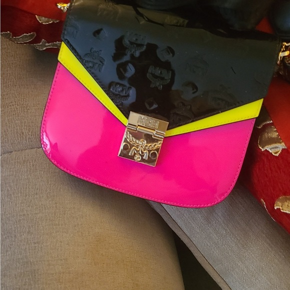 Versace Handbags - Versace Black, Pink, and Yellow Crossbody Bag